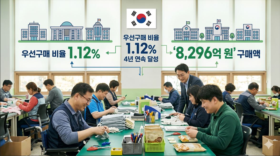 공공기관 중증장애인생산품 우선구매 비율 1.12%…4년 연속 달성