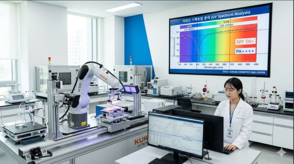 식약처, 코스맥스 방문…로봇 활용 자외선차단 시험 현장 확인