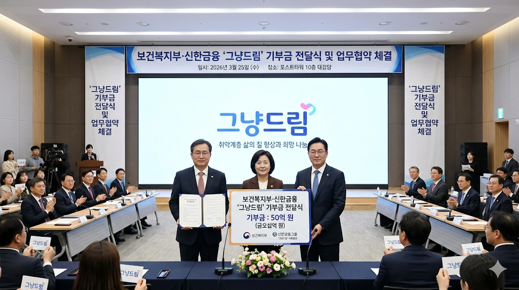 복지부 신한금융 그냥드림 기부금 전달식 업무협약 체결 현장