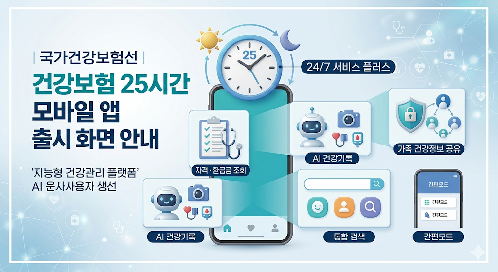 건강보험공단 건강보험25시 모바일 앱 출시 화면 안내