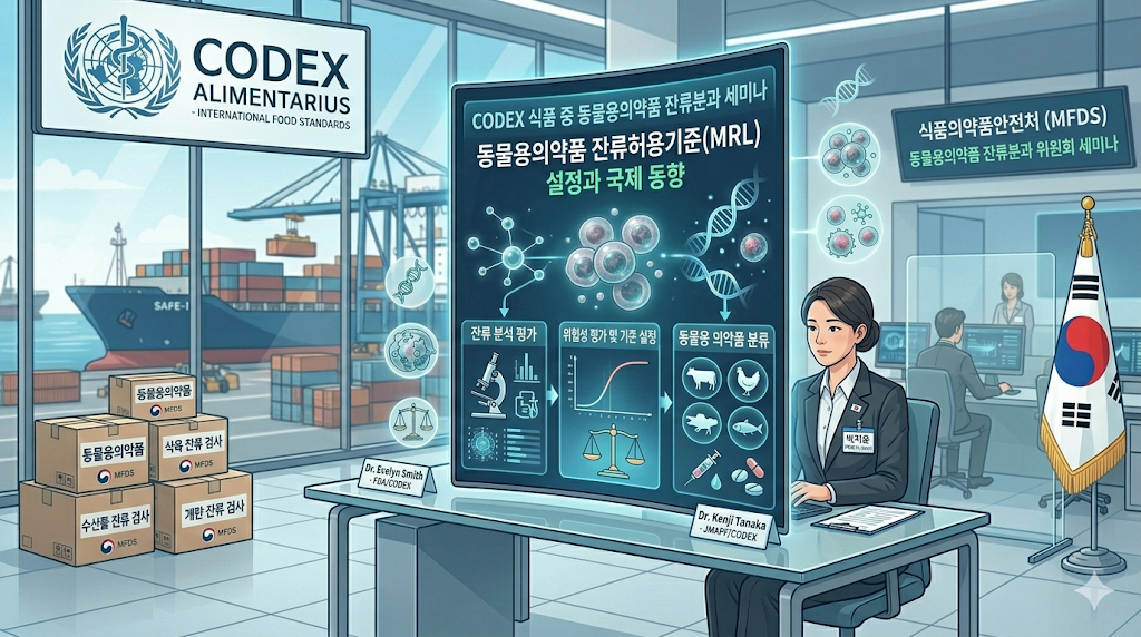 식약처 CODEX 동물용의약품잔류분과 세미나 국제 회의 현장