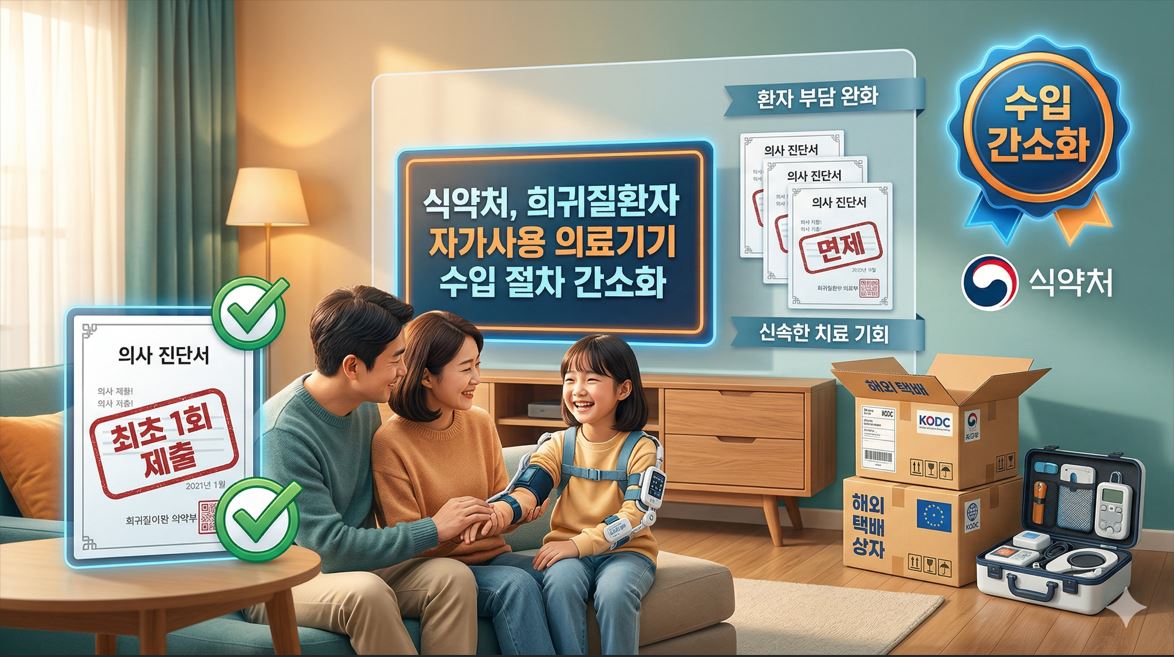 식약처, 희귀질환자 자가사용 의료기기 수입 진단서 최초 1회만 제출