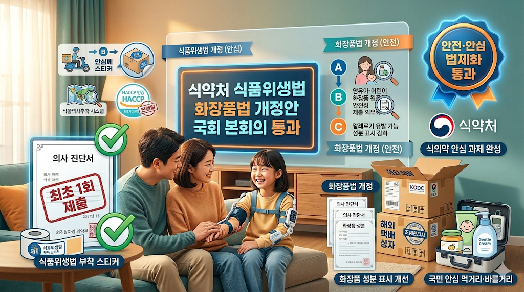 식약처 식품위생법 화장품법 개정안 국회 본회의 통과.