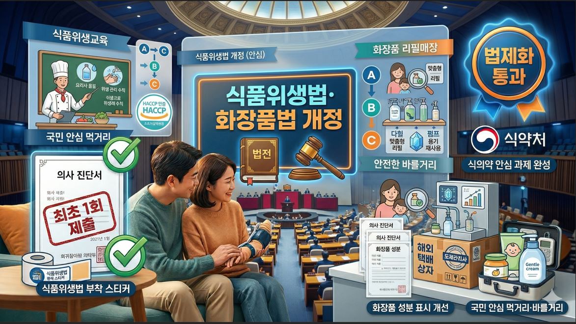 식약처 소관 식품위생법·화장품법 개정안 국회 본회의 통과