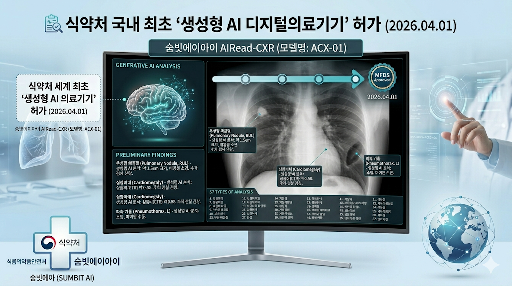 식약처 국내 최초 생성형 AI 디지털의료기기 허가 흉부 X선