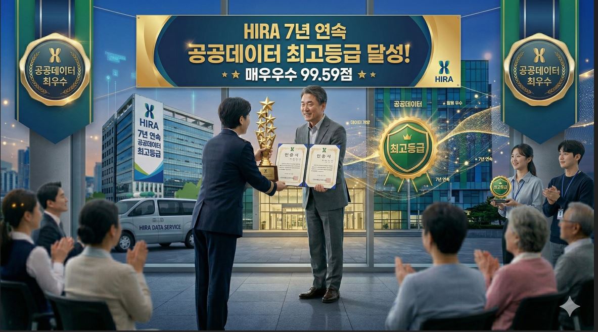 심평원, 공공데이터 운영실태 평가 7년 연속 최고등급 '매우우수' 달성