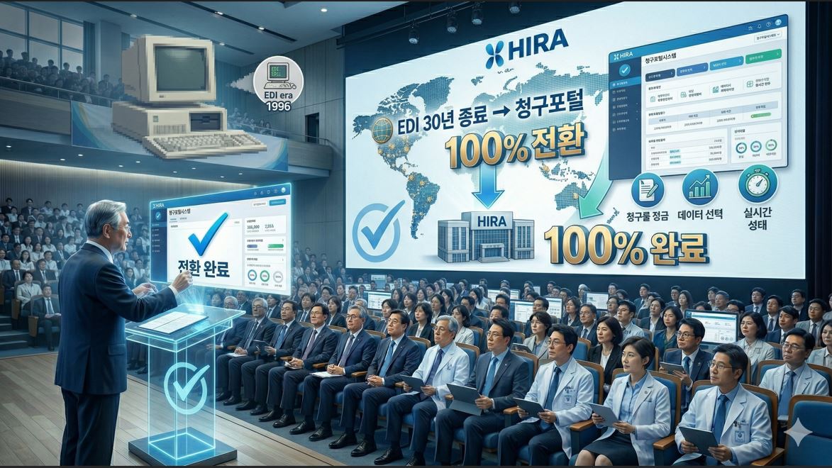 심평원, 30년 EDI 시대 마감…청구포털시스템 100% 전환 완료