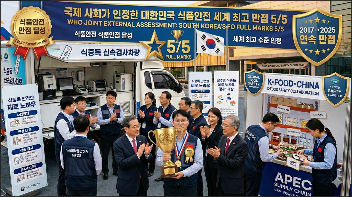 WHO, 대한민국 식품안전관리 '세계 최고 수준' 만점 인정