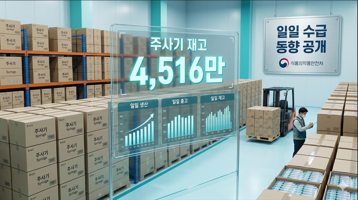 식약처, 주사기 일일 수급 동향 공개…재고 4,516만 개 확보