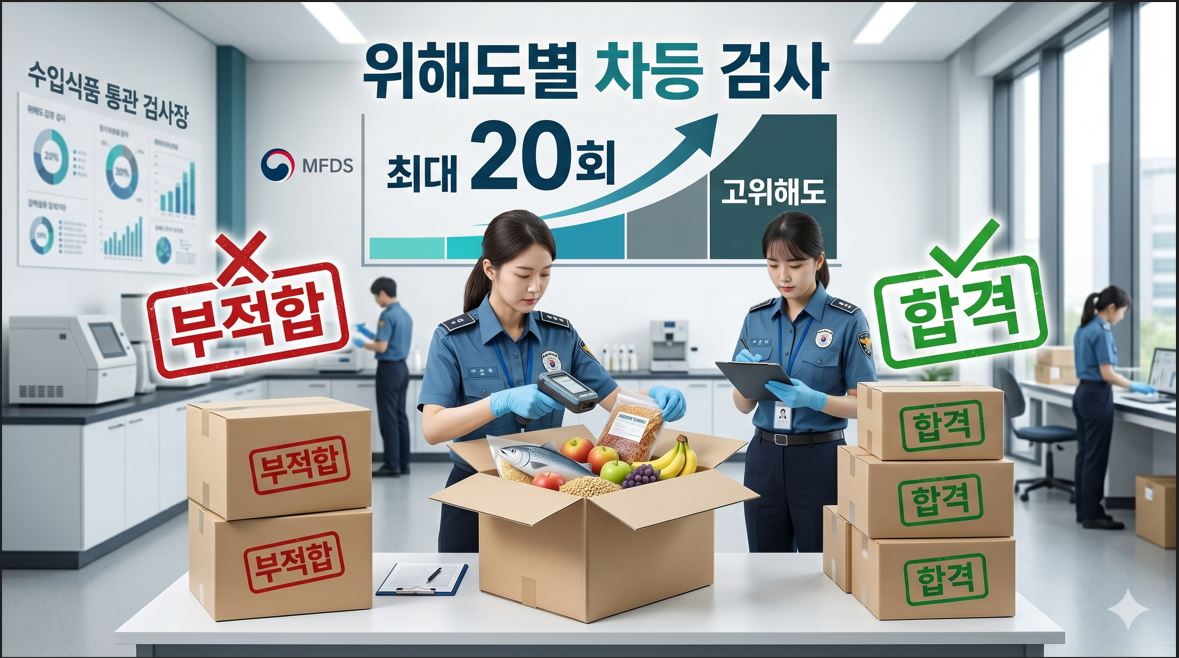 식약처, 부적합 수입식품 정밀검사 위해도별 차등 강화…최대 20회