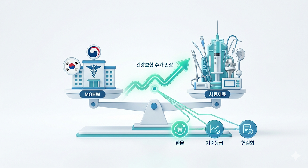복지부 치료재료 건강보험 수가 인상 환율 기준등급 현실화