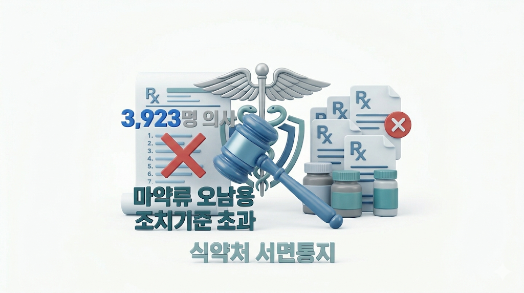 식약처 마약류 오남용 조치기준 초과 처방 의사 3,923명 서면통지