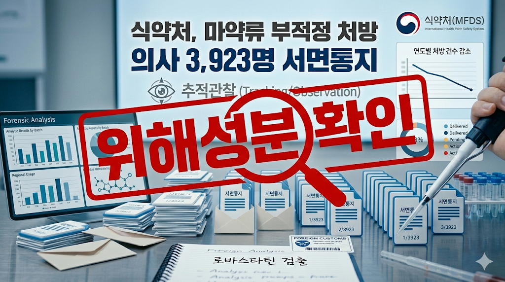 식약처 마약류 부적정 처방 의사 3,923명 서면통지 추적관찰