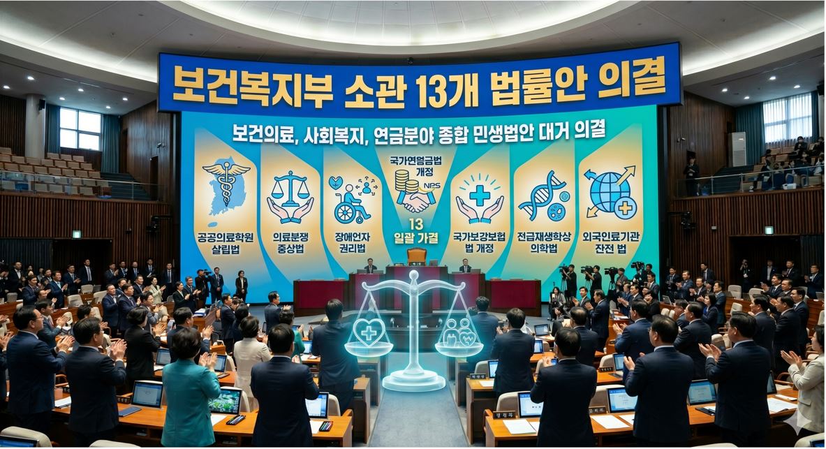 복지부 소관 13개 법률 국회 통과…공공의대·의료사고 안전망·장애인권리 등