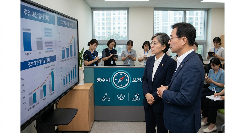정은경 장관 영주시 보건소 공보의 감소 대응 추경 집행 점검.