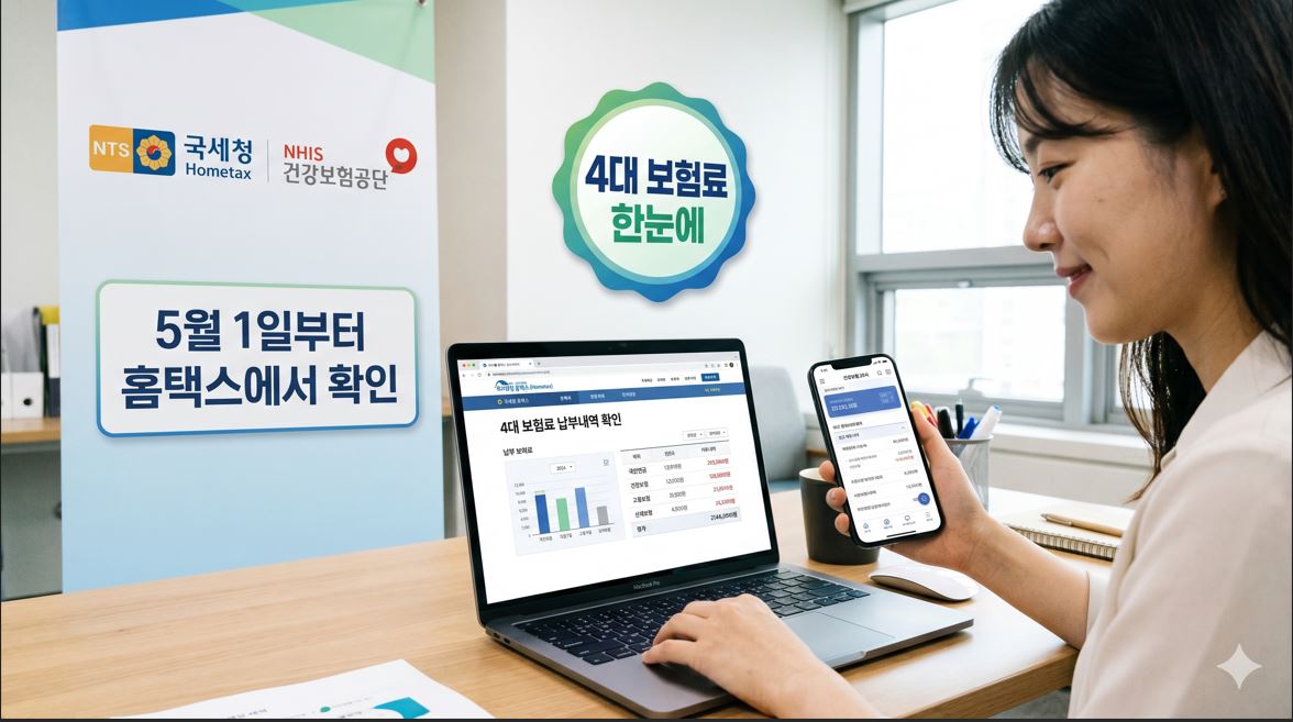 건보공단, 5월부터 홈택스에서 4대 보험료 납부내역 한눈에 확인