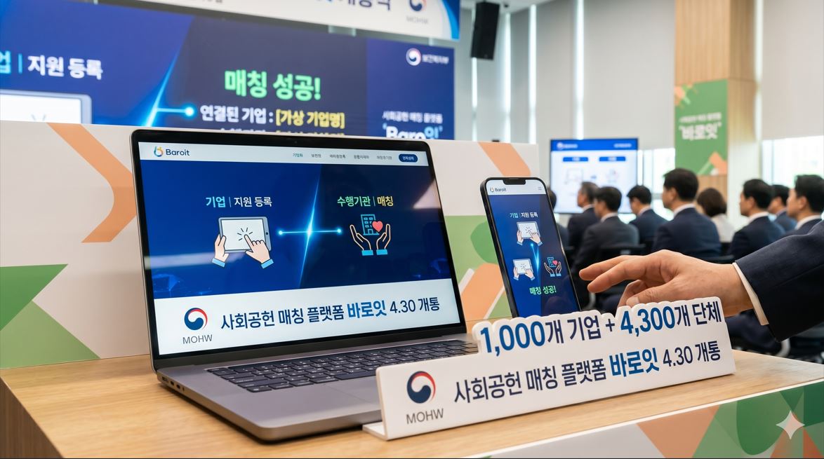 복지부, 사회공헌 매칭 플랫폼 '바로잇' 4.30 개통…기업-비영리 연결