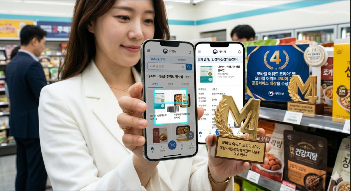 식약처 '내손안(安)' 모바일 어워드 4년 연속 공공서비스 대상