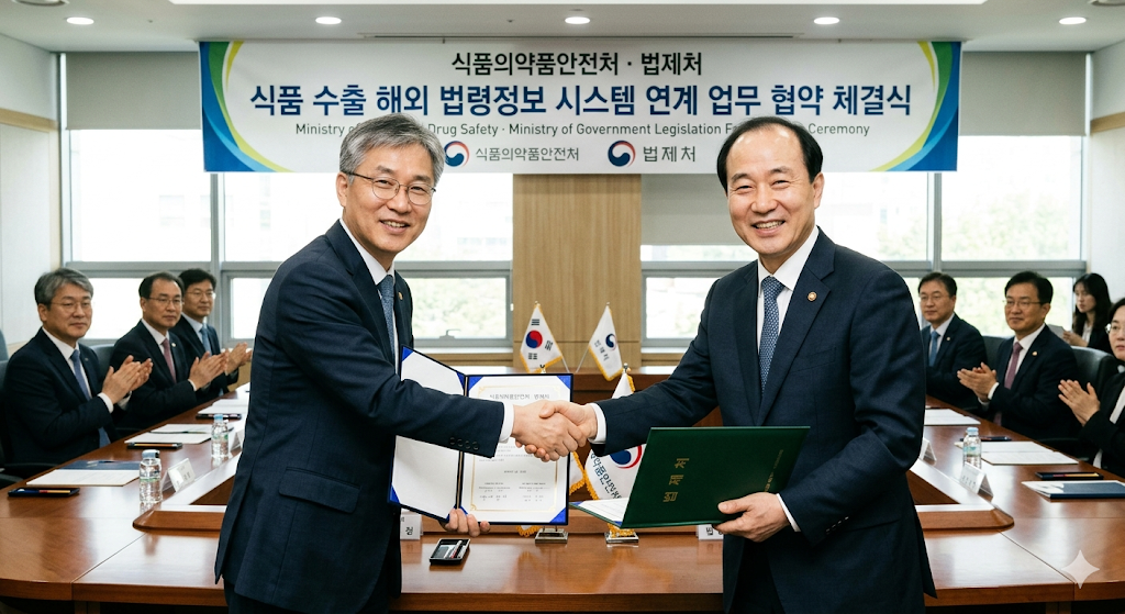 식품의약품안전처 법제처 식품 수출 해외 법령정보 시스템 연계 업무 협약 체결