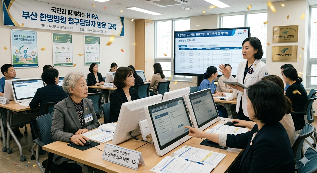 건강보험심사평가원 부산본부 요양기관 심사 체험 프로그램 첫 운영, 한방병원 청구담당자 방문 교육