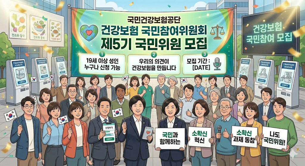 국민건강보험공단 건강보험 국민참여위원회 제5기 국민위원 모집, 19세 이상 성인 누구나 신청 가능