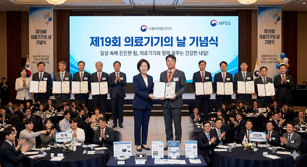 식품의약품안전처 제19회 의료기기의 날 기념식 개최, 정부 산업계 학계 약 300명 참석, 유공자 포상