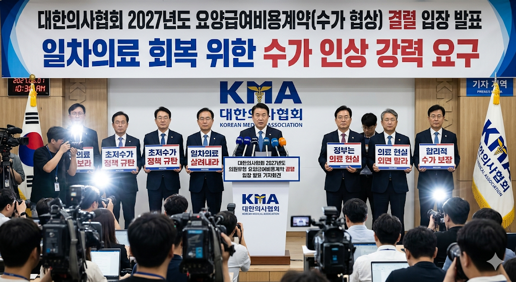 대한의사협회 2027년도 의원유형 요양급여비용계약 결렬 입장 발표, 일차의료 회복 위한 수가 인상 강력 요구