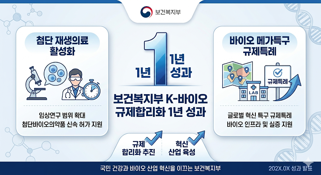 보건복지부 K-바이오 규제합리화 1년 성과 발표, 첨단재생의료 활성화 바이오 메가특구 규제특례