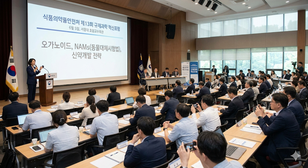 식품의약품안전처 제13회 규제과학 혁신포럼 6월 5일 서울대 호암교수회관 개최, 오가노이드 동물대체시험법 NAMs 신약개발 전략.