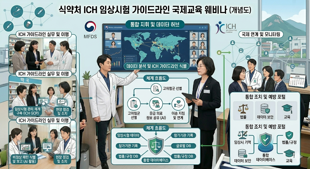 식약처 ICH 임상시험 가이드라인 국제교육 웨비나 관련 이미지