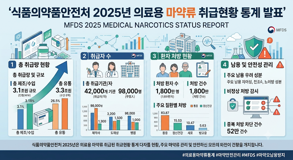 식약처 2025년 의료용 마약류 취급현황 통계 발표 관련 이미지