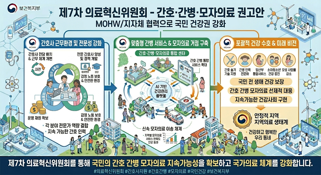 정부 제7차 의료혁신위원회 간호 간병 모자의료 권고안 관련 이미지