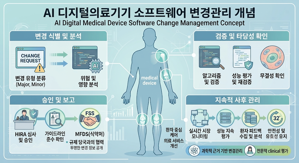 AI 디지털의료기기 소프트웨어 변경관리 개념 이미지