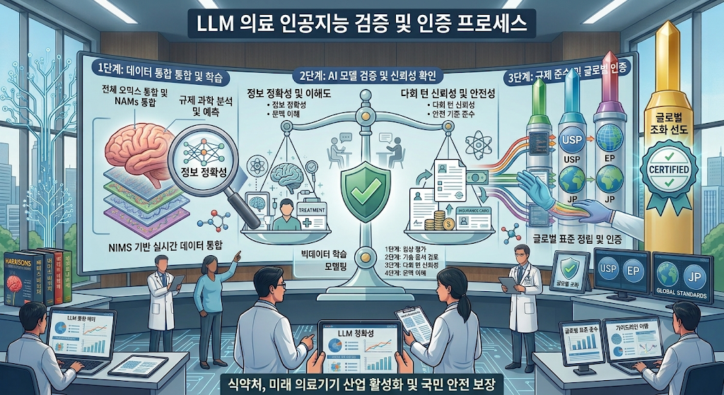 거대언어모델 LLM 의료 인공지능 검증 개념 이미지