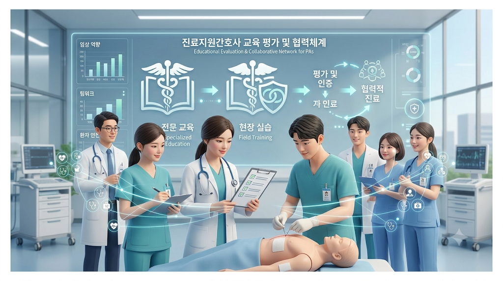 진료지원간호사 교육 평가 협력체계 의료현장 개념 이미지
