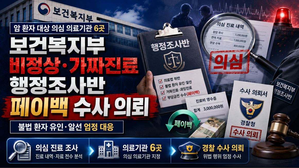 복지부, 암 환자 페이백 의심 의료기관 12곳 수사 의뢰
