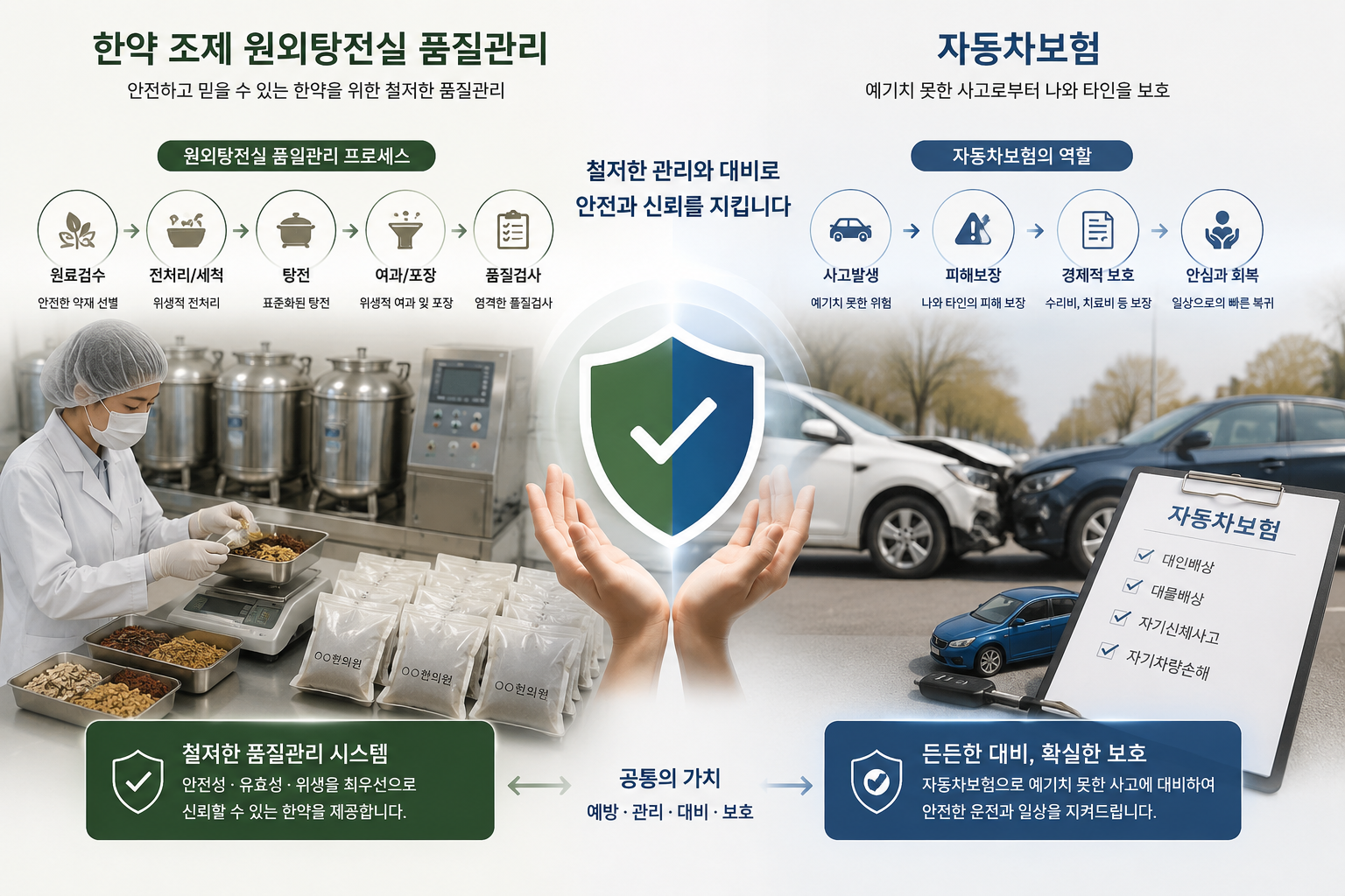 한약 조제 원외탕전실 품질관리 자동차보험 개념 이미지