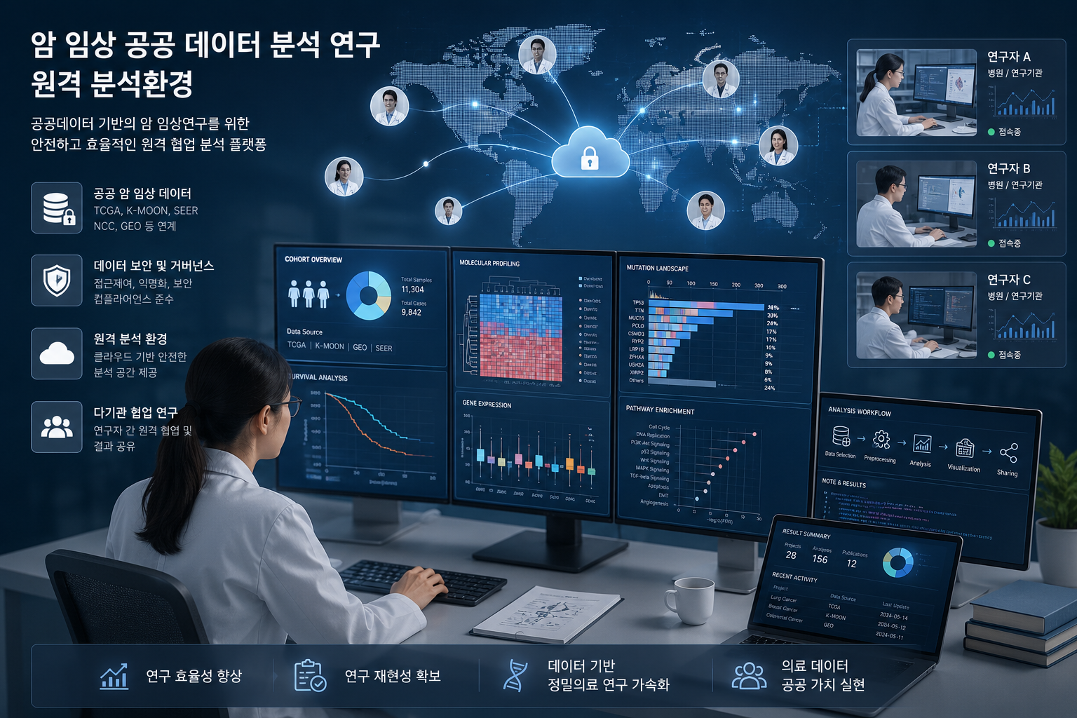 암 임상 공공 데이터 분석 연구 원격 분석환경 개념 이미지