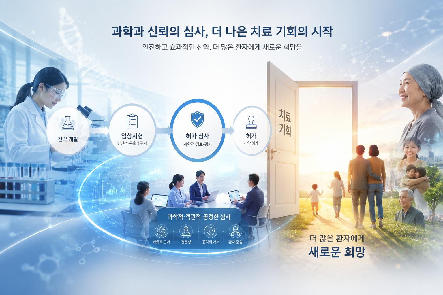 신약 허가 심사 바이오헬스 치료 기회 개념 이미지