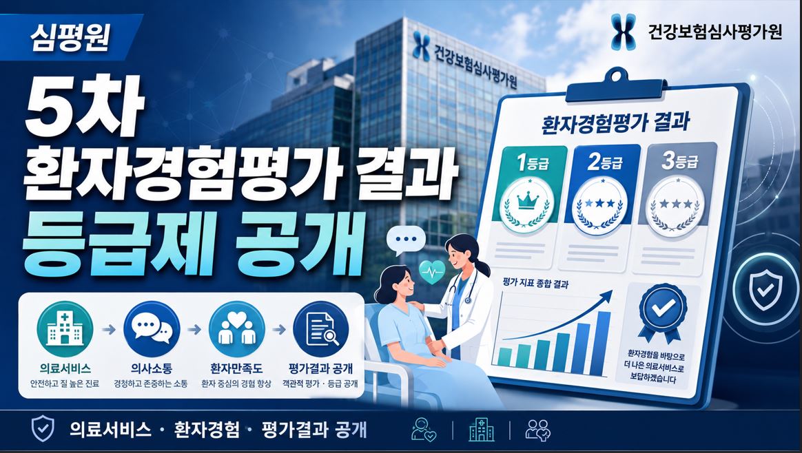 심평원, 5차 환자경험평가 공개…등급제 첫 도입