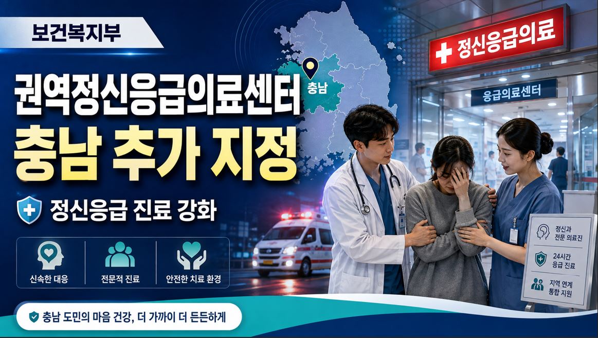 복지부, 충남에 권역정신응급의료센터 추가 지정