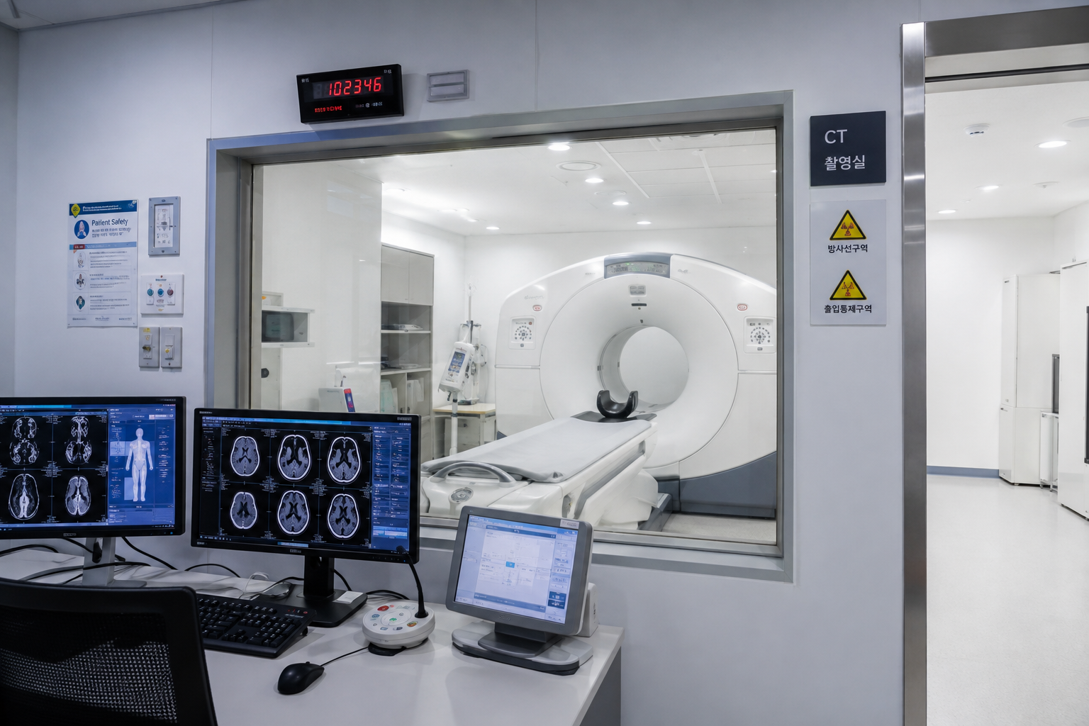 CT MRI 영상 진단 장비와 병원 검사실