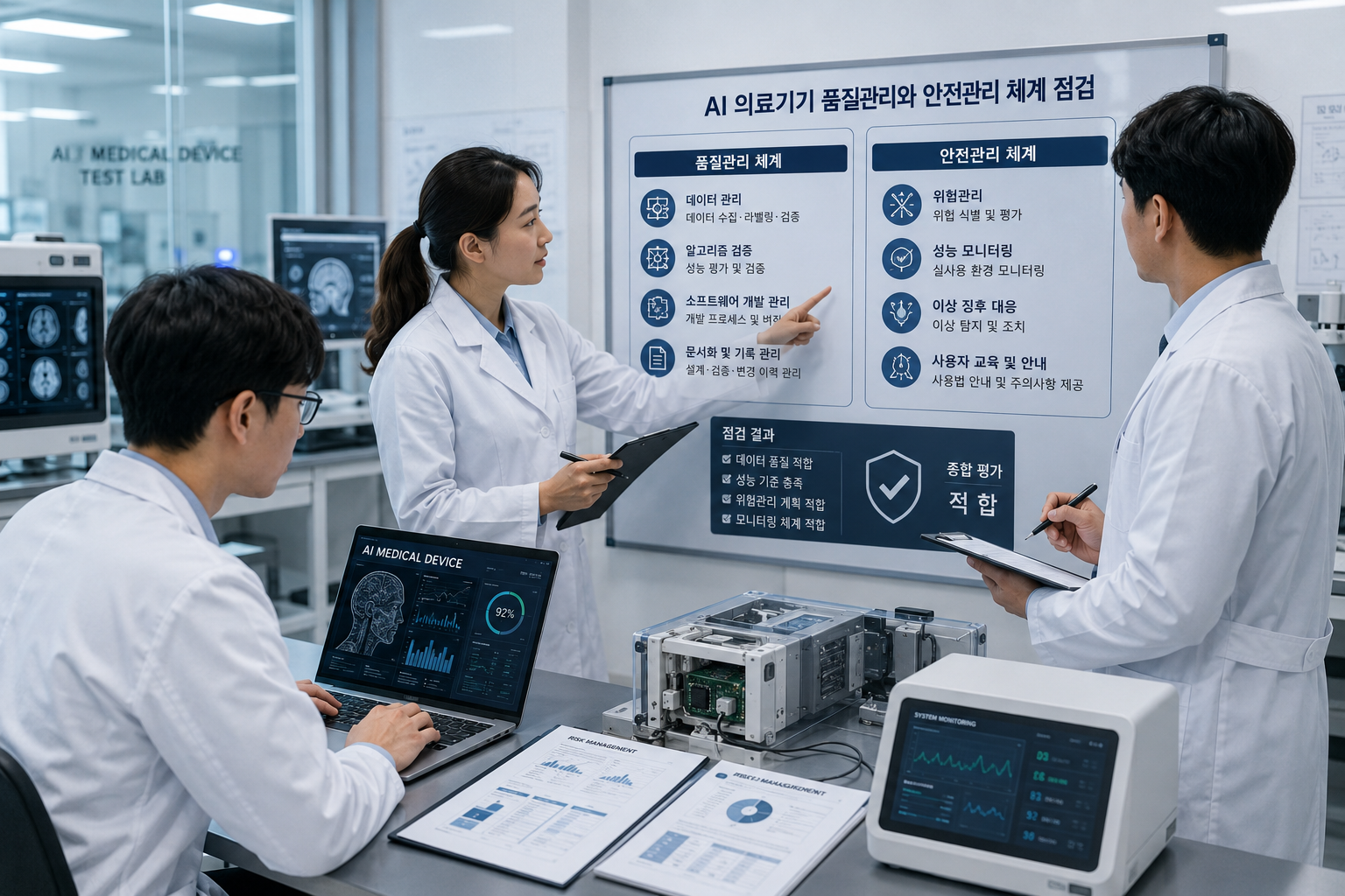 AI 의료기기 품질관리와 안전관리 체계를 점검하는 모습