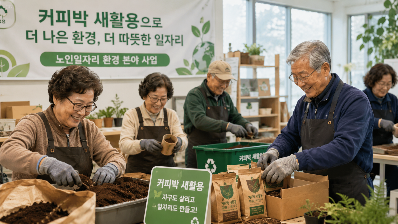 커피박 새활용 등 노인일자리 환경 분야 사업 현장