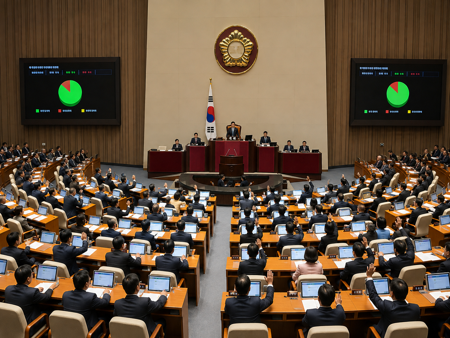 국회 본회의장에서 법안이 표결 처리되는 모습 이미지