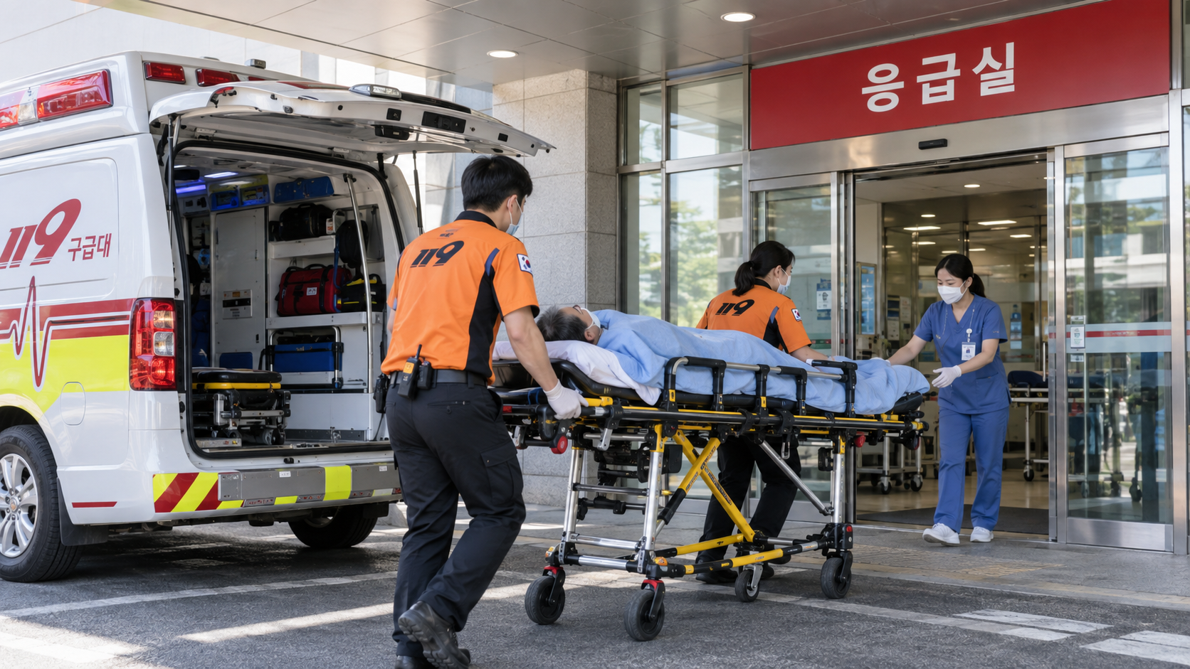 응급환자 이송체계 개선, 응급실 도착한 구급차