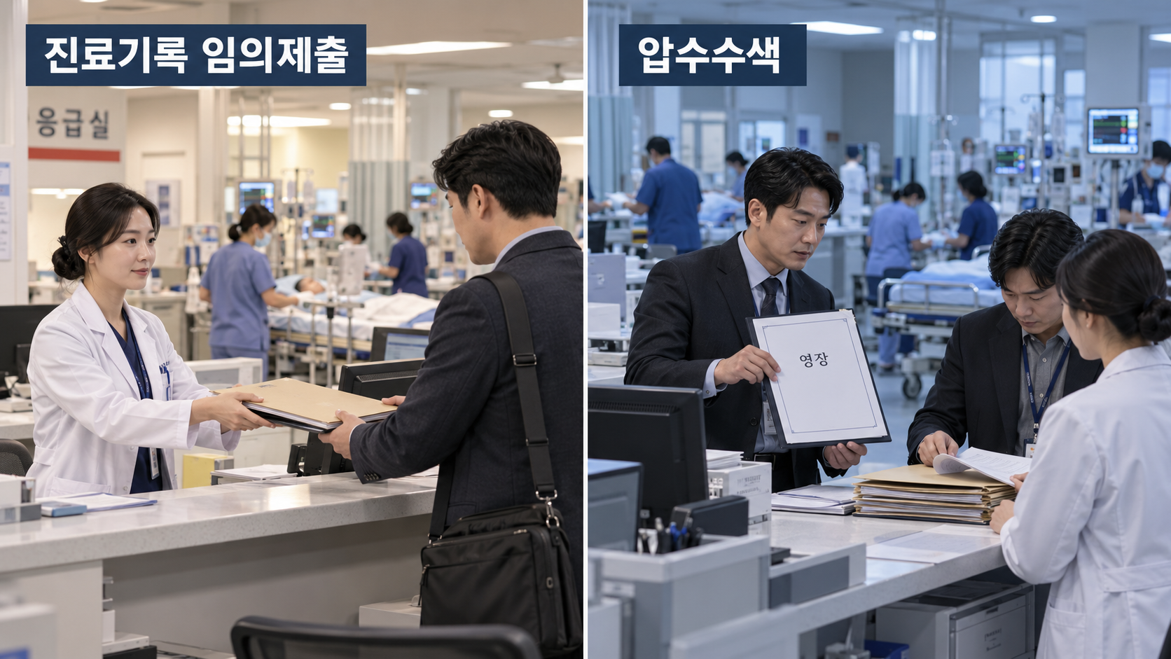 응급실 진료기록 임의제출과 압수수색 절차 비교 이미지
